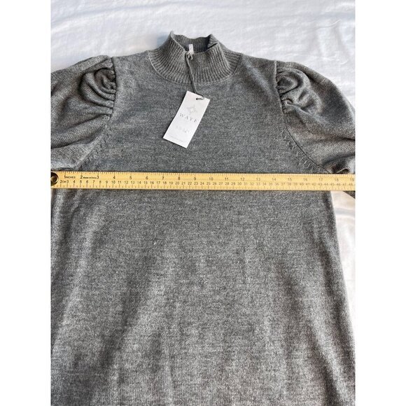NWT WAYF Size S Lola Puff Sleeve Mock Neck Sweater Mini Dress Gray - Picture 6 of 10